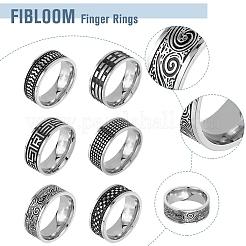 6 Stück 6 Stil Retro Edelstahl Fingerringe Set&nbsp;RJEW-FI0001-15