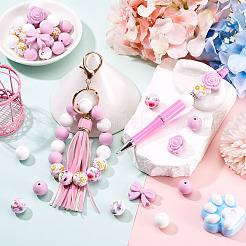 34 pièces 6 styles de perles de silicone&nbsp;SIL-TA0003-51A