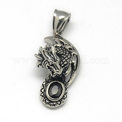 Modische Retro 304 Edelstahl Strass Drachen Anhänger&nbsp;STAS-L017-143
