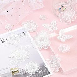 12 Stück 12 Stil Blume/Schmetterling Polyester Stickerei auf Kleidung Patches aufnähen&nbsp;PATC-CA0001-10