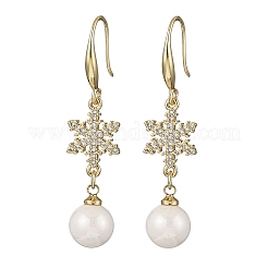 Orecchini pendenti in ottone con micro pavé di zirconi chiari&nbsp;EJEW-F362-05G