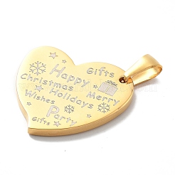 Pendentifs de Noël en acier inoxydable 304 avec placage ionique (IP)&nbsp;STAS-Z098-35G