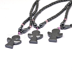 Valentines cadeau de jour pour petit ami non-magnétiques colliers d'hématite synthétique&nbsp;NJEW-E002-34