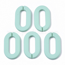 Opaque Spray Painted Acrylic Linking Rings, Quick Link Connectors, for Cable Chains Making, Unwelded, Oval, Turquoise, 36x21x4mm, Inner Diameter: 24x8mm