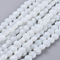 Chapelets de perles en verre, facette, plat rond, blanc, 6x4mm, Trou: 1.2mm, Environ 98 pcs/chapelet, 22 pouce (53.5 cm)