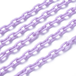 ABS Plastic Cable Chains, Oval, Plum, 13.5~14x8x2mm, 14.9 inch~15.35 inch(38~39cm)/strand