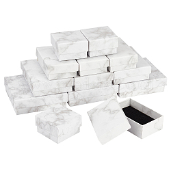 Boîtes à bijoux en carton, carré et rectangle, blanc, 16 pcs / boîte