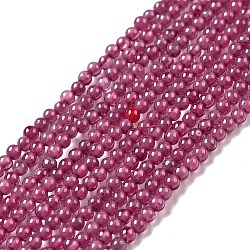 Cuentas de corindón rojo / rubí rojo natural, redondo, 2mm, agujero: 0.3 mm, aproximamente 207~208 pcs / cadena, 15.35'' (39 cm)