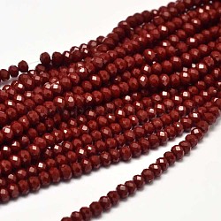 Chapelets de perles en rondelles facettées en verre, rouge foncé, 4x3mm, Trou: 1mm, Environ 149 pcs/chapelet, 18.9 pouce