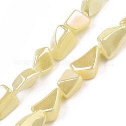 Electroplate Glass Beads Strands, Imitation Jade, AB Color Plated, Nuggets, Light Khaki, 6.5~16.5x5.5~11.5x3.5~9.5mm, Hole: 1.2mm, about 61pcs/strand, 20.47~23.23 inch(52cm~59cm)