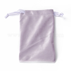 Joyería de terciopelo mochilas de cuerdas, con cinta de raso, Rectángulo, cardo, 15x10x0.3 cm