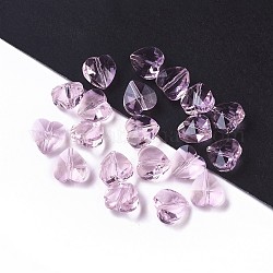 Perles en verre transparentes, facette, cœur, rose, 10x10x7mm, Trou: 1~1.2mm