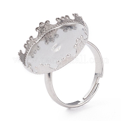 Componentes de anillos de dedo de 304 acero inoxidable ajustables, fornituras base de anillo almohadilla, plano y redondo, color acero inoxidable, nosotros tamaño 7 3/4 (17.9 mm), Bandeja: 20 mm, 3~21mm