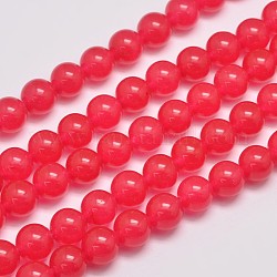 Chapelets de perles en jade de malaisie naturelle et teinte, ronde, cerise, 10mm, Trou: 1.0mm, Environ 38 pcs/chapelet, 15 pouce