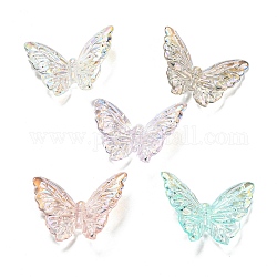 Perline acrilico trasparente, effetto imitazione conchiglia, farfalla, colore misto, 29x38x7mm, Foro: 1.8 mm