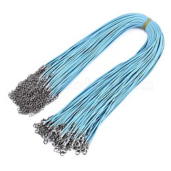 Algodón encerado el collar del cordón, con broches de langosta de la aleación de la garra y las cadenas finales de hierro, Platino, el cielo azul, 17.12 pulgada (43.5 cm), 1.5mm