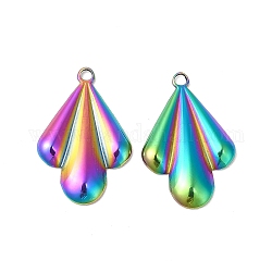 Ion Plating(IP) 304 Stainless Steel Pendants, Leaf, Rainbow Color, 20x13x1.5mm, Hole: 1.4mm