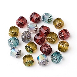 Perles de verre tchèques galvanisées, style rétro, facette, ovale, couleur mixte, 10.5x10mm, Trou: 1mm