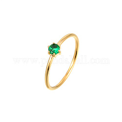 Fingerring mit Diamant-Zirkonia, goldener Edelstahlring, grün, Diamant: 4.7mm