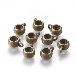 Tibetan Style Alloy Tube Bails, Loop Bails, Lead Free and Cadmium Free, Rondelle, 8x5mm, Hole: 2mm, 5mm Inner Diameter