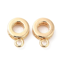Brass Tube Bails, Loop Bails, Donut, Real 18K Gold Plated, 11x7.5x3mm, Hole: 1.6mm, Inner Diameter: 4mm
