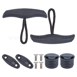 Asas de kayak de plástico ahandmaker con cuerda de nailon y tornillos de acero inoxidable, con tapón de goma, negro, 83x101x24mm, 1set