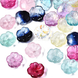 Abalorios de vidrio transparentes, flor, color mezclado, 15x15x6mm, agujero: 1.2 mm