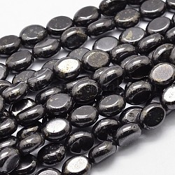 Овальные естественные каменные шарики черного пряди, 10x8x6 мм, отверстие : 1 мм, около 29 шт / нитка, 15.74 дюйм