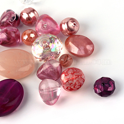 Acryl-Perlen, Mischformen, hellviolettrot, 5.5~28x6~20x3~11 mm, Bohrung: 1~5 mm