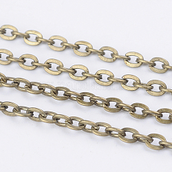 Iron Cable Chains, Unwelded, with Spool, Flat Oval, Cadmium Free & Nickel Free & Lead Free, Antique Bronze, 3x2.2x0.6mm, about 328.08 Feet(100m)/roll