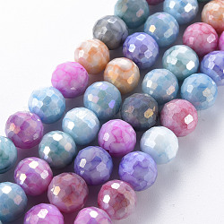 Cuisson opaque de perles de verre peintes, facette, ronde, colorées, 10x9.5mm, Trou: 1.2mm, Environ 38~40 pcs/chapelet, 14.96 pouce ~ 15.75 pouces (38 cm ~ 40 cm).