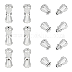 Unicraftale 10PCS 304 Stainless Steel Screw Clasps, Column, Stainless Steel Color, 15x6.5mm, Hole: 0.9mm