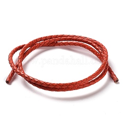 Плетеный кожаный шнур, оранжево-красный, 3 мм, 50 ярдов / пачка