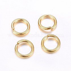 304 Edelstahl offenen Ringe springen, golden, 18 Gauge, 7x1 mm, Innendurchmesser: 5 mm