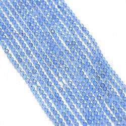 Calcedonio blu naturale fili di perle, sfaccettato, tinto, tondo, 2mm, Foro: 0.5 mm, circa 170~180pcs/filo, 12.9 pollice ~ 13.3 pollici (330~340 mm)