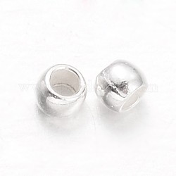 Rondelle Brass Crimp Beads, Silver, 1.5mm, Hole: 0.5mm