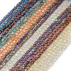 Chapelets de perles en verre transparent électrolytique, cœur, couleur mixte, 8x8x4mm, Trou: 0.8mm, Environ 87 pcs/chapelet, 25.20 pouce (64 cm)