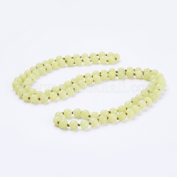 Natürliche Zitrone Jade Perlen Halsketten, matt, Runde, 36 Zoll (91.44 cm)