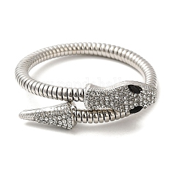 Braccialetti con catena a serpente tonda in lega, braccialetto serpente di strass, platino, diametro interno: 2-1/8 pollice (5.3 cm)