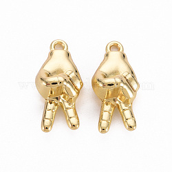 Rack Plating Alloy Pendants, Cadmium Free & Lead Free, Palm, for Win, Light Gold, 20x9.5x7mm, Hole: 1.6mm