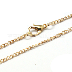Железа ожерелье делая, витую Снаряженная цепь, Сплав с застежкой омар, золотой свет, 24.45 дюйм