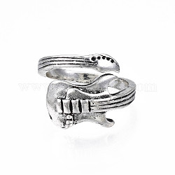 Гитарное кольцо из сплава с открытой манжетой для мужчин и женщин, без кадмия и без свинца, античное серебро, размер США 8 (18.1 мм)