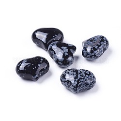 Copo de nieve natural obsidiana corazón amor piedra, piedra de palma de bolsillo para el equilibrio de reiki, 20x25x11~13mm
