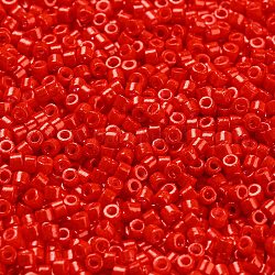 Цилиндрический бисер, непрозрачные цвета блеск, единый размер, красные, 2x1.5 мм, отверстие : 0.8 мм, около 40000 шт / упаковка, о 450 г / мешок