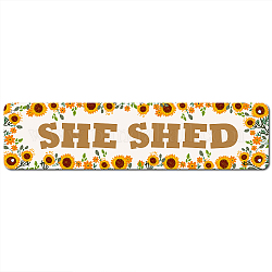 Vintage Metal Tin Sign, Iron Wall Decor for Bars, Restaurants, Cafes Pubs, Rectangle, She Shed Sunflower Pattern, 10x40x0.03cm