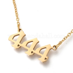 Collares pendientes de acero de titanio, con cadenas de cable, número de ángel, dorado, num. 4, 17.51 pulgada (44.5 cm), número 4: 2.45x1.06x0.15cm