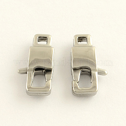 304 Stainless Steel Lobster Claw Clasps, Stainless Steel Color, 15x7x3mm, Hole: 2x3mm
