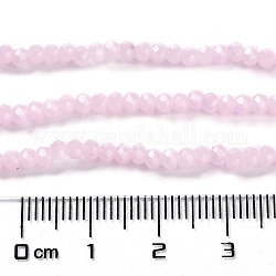 Baking Painted Imitation Jade Glass Bead Strands, Faceted Rondelle, Pearl Pink, 3x2mm, Hole: 0.8mm, about 158pcs/strand, 14.76''(37.5cm)