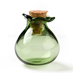 Porte-bonheur forme verre liège bouteilles ornement, bouteilles vides en verre, fioles de bricolage pour les décorations pendantes, vert foncé, 2.5 cm