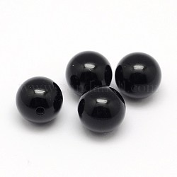 Perles d'onyx noir naturel, la moitié foré, ronde, teints et chauffée, 10mm, Trou: 1.5mm